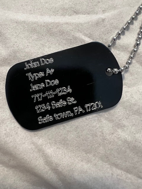 Biker Life Tag Emergency Necklace (No allergies or medical condition)